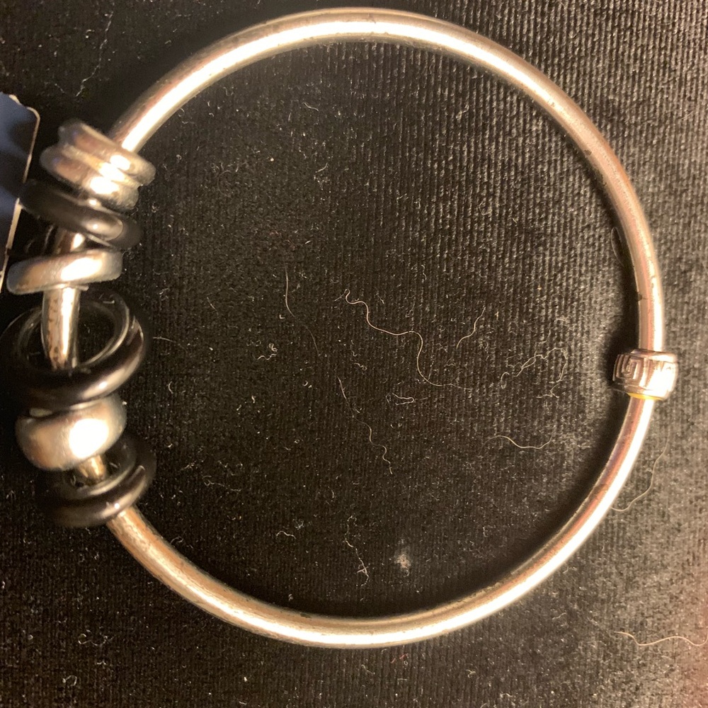 7’ silver colored givenchy bangle bracelet w/beads